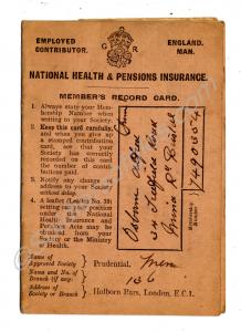 National Insurance Card. Belonged to to 5191530 Pr