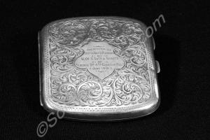 Silver cigarette case. Belonged to 3669 Lieutenant