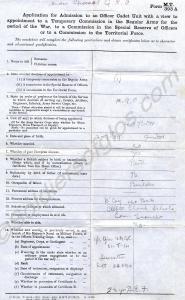 Application for Admission to an Officer Cadet Unit