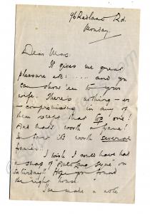 Letter addressed to "Mac" (A. E. Mackrell) regardi