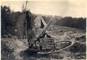 Features World War I soldier at Couin manning an a