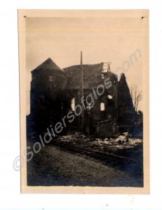 Features exterior of Hebbuterne Church. Belonged t