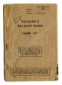 Soldier's Release Book. Belonged to 14993205 Priva
