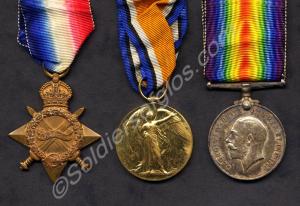 Group of three medals; 1914-15 Star, British War M