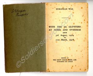 Published diary. "With the 5th Glosters at Home an