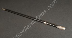 Uniform cane. black finish, silver tip and top wit