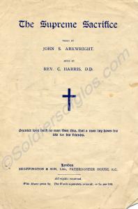 Hymn - "The Supreme Sacrifice". Words by John S. A