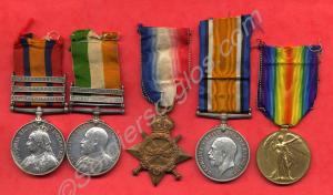 Group of five medals; Queen's South Africa Medal w