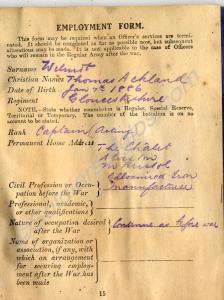 Record of Services. Captain Thomas Ackland Wilmot.