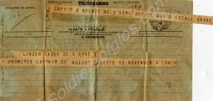 Telegram notifying the promotion of  Captain Thoma