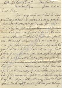 Letter from "Fred" to 38047 Private Fred Carpenter