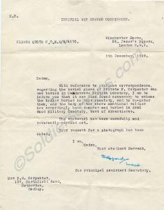 Letter from the Imperial War Graves Commission to