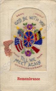 Embroidered silk postcard to his wife from  38047