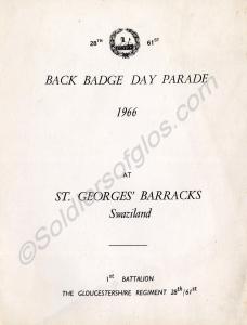 Order of Parade, Back Badge Day Parade. Gloucester
