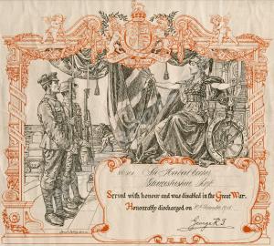 Honourable Discharge Scroll. 86501 Private Herbert