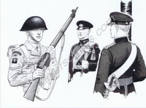 Lance-Corporal in battle order, Drum Major and Col