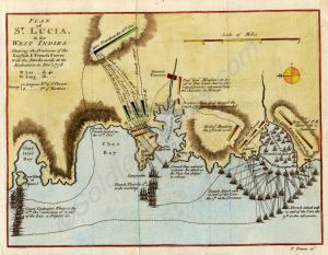 Print of  the Capture of St Lucia (Battle of Morne