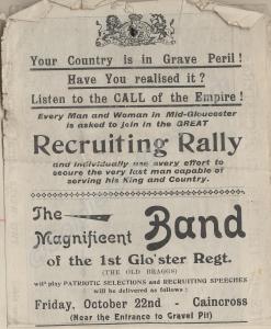 Recruiting flyer. Gloucestershire Regiment. c. 191