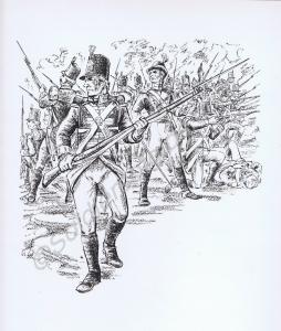 Pen and ink drawing of the 28th (North Gloucesters