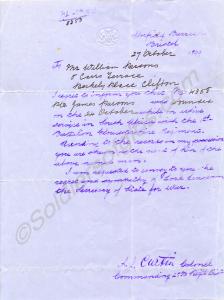 Letter from Lieutenant-Colonel F.J. Curtin to the