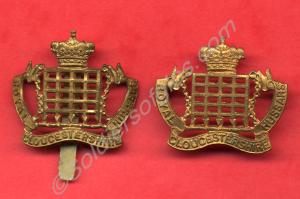 Two cap badges. William Reginald Francis Leighton.