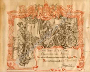 Honourable Discharge Scroll.  8789 Private Alfred