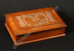 Wooden box  carved by Boer P.O.W. With South Afric