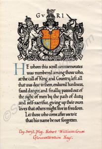 Honour Scroll. Company Sergeant-Major Robert Willi
