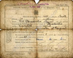 Army Form E.511 Discharge Certificate of a Soldier