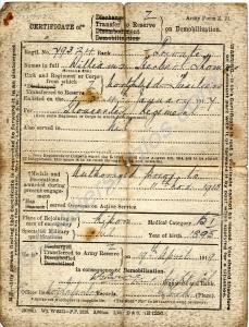 Certificate of Transfer to Reserve on Demobilizati