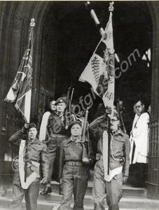 Colour Party leaving Gloucester Cathedral. Sergean