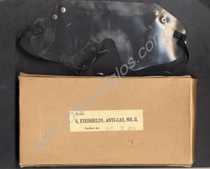 Box of six anti-gas eyeshields. 1939