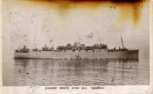 Cunard White Star M.V. "GEORGIC". Left Bombay 3rd