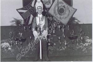 Sergeant Bob Cook in 18th C. costume. Changing of