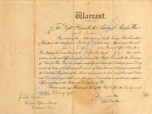 Document of Appointment as Warrant Officer, Class