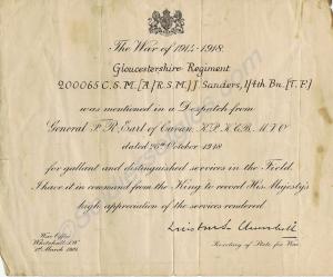 Mention In Despatches Certificate.  1235/200065 Ac