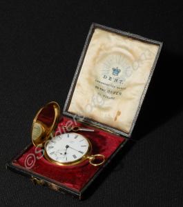 Gold half-hunter watch made by J.Dent, The Strand