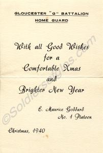 Christmas card sent to Joe Goldsworthy, Newent Hom