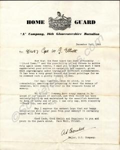 Thank you letter on the standing down of the Home