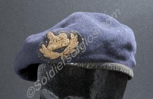 Officer's blue beret with embroidered front and ba
