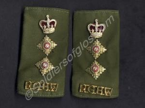 Pair of officer's rank slides, khaki background. W