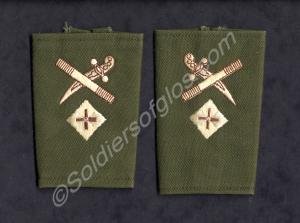 Pair of officer's rank slides, embroidered in pale