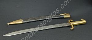 German short sword with brass hilt and black leath