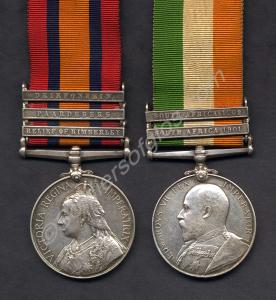 Group of two medals; Queen's South Africa Medal wi