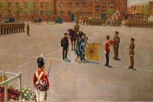 Back Badge Day Parade, Berlin, 1969. Painting in o