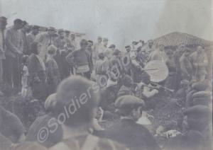 French soldiers with local villagers, children and