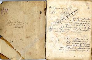 Exercise book with Pioneer course notes and drawin