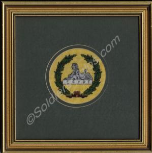 Framed embroidered back badge. Gloucestershire Reg