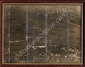Framed aerial photograph showing villages of Prese