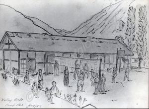 Copy of a sketch of a Volley ball game in P.O.W. C